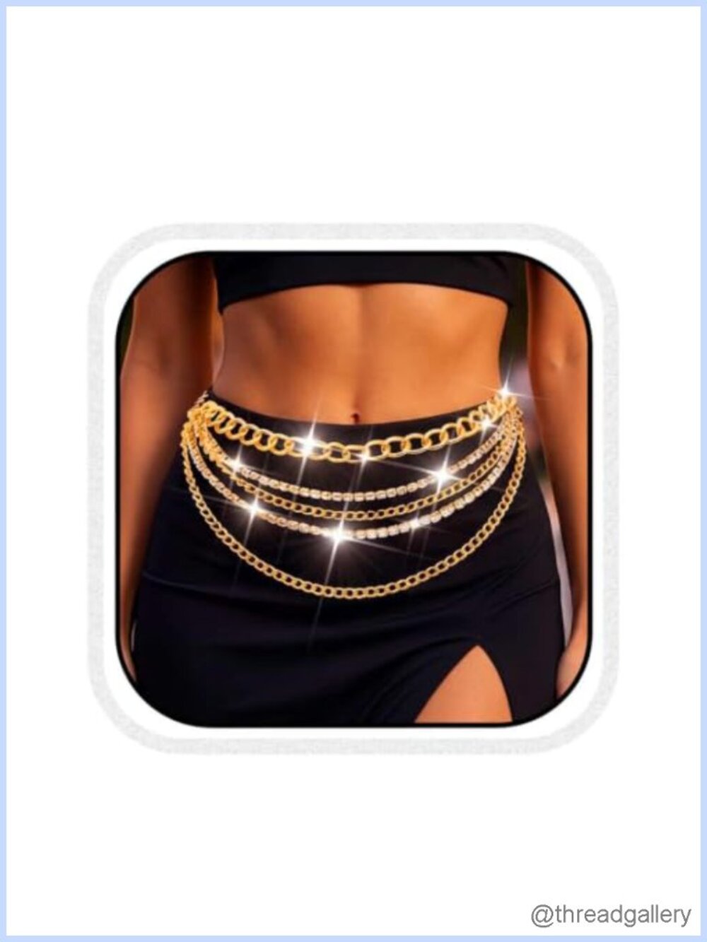 Rhinestone Chain Belt Sparkly Waist Chain Body Jewelry for Women